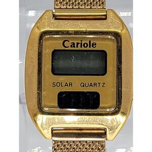 Vintage Cariole Digital LED, LCD Wristwatch Gold Tone Solar Quartz